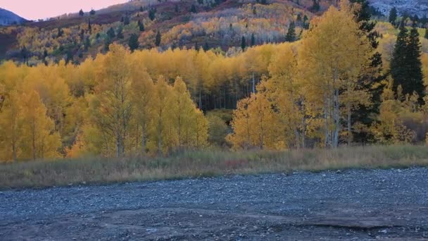 Barva Podzimní Scéna Horách Utah Lidmi Horské Cyklistiky Prašné Cestě — Stock video