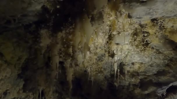 Panorámica Del Techo Cueva Timpanogos Durante Recorrido Por Las Montañas — Vídeos de Stock