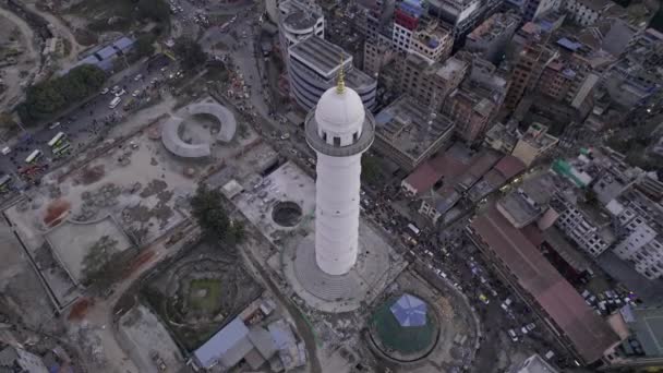 Flying Dharahara Tower Looking Kathmandu — Stockvideo