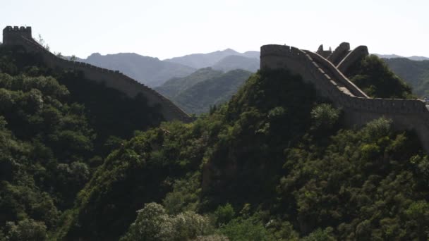 Lenta Panorámica Gran Muralla China Badaling Cerca Bejing China — Vídeo de stock