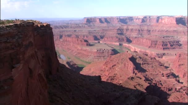 Pan Tiro Esquerdo Ponto Cavalo Morto Parque Nacional Canyonlands Perto — Vídeo de Stock