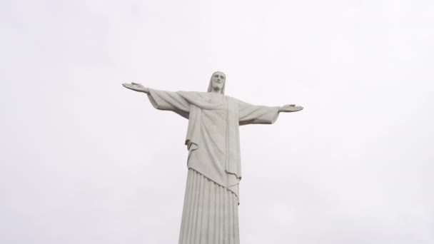 Rio Janeiro June 2013 Christ Redeemer Statue Top Corcovado Mountain — Stock Video