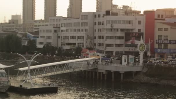 Dandong China Oktober 2012 Een Schot Van Rivier Yalu Buurt — Stockvideo