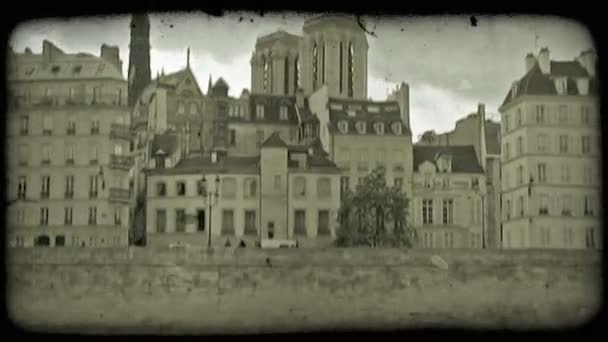 Панорамный Вид Париж Исторические Здания Франции Числе Стена Жилых Домов — стоковое видео