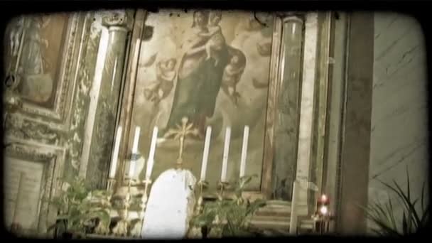 Aufnahme Einiger Kunstwerke Einer Kathedrale Italien Vintage Stilisierter Videoclip — Stockvideo