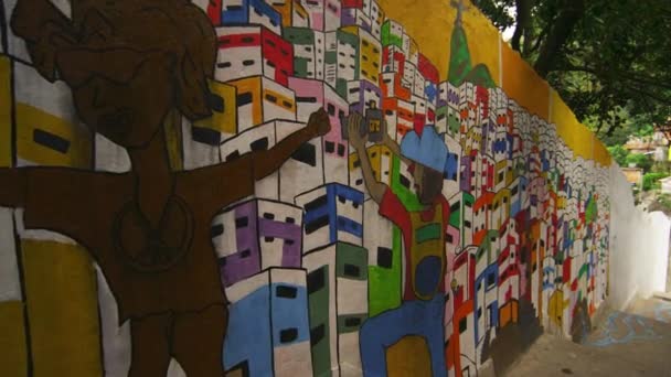 Ρίο Ντε Τζανέιρο Βραζιλία 2013 Ιουνίου Γκράφιτι Στον Τοίχο Μια — Αρχείο Βίντεο
