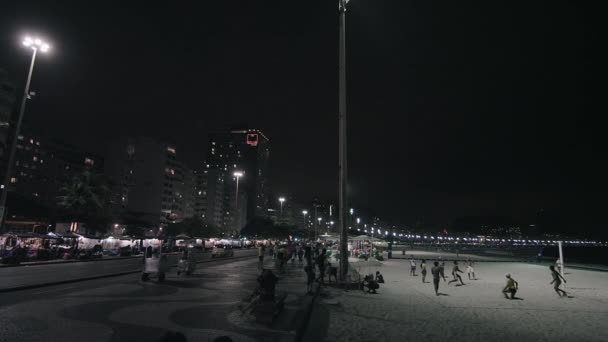 Rio Janeiro Brazilië Juni 2013 Volleybal Spelers Het Zand Nachts — Stockvideo