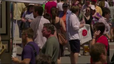 SALT LAKE CITY- CIRCA 2012: Jib shot of people at a farmer's market in Salt Lake City, Utah