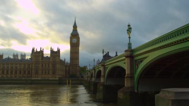 Vanaf Westminster Bridge Het Panoramische Uitzicht Van Het Paleis Van — Stockvideo