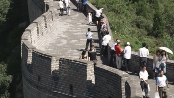 Plano Panorámico Gran Muralla China Sección Badaling — Vídeos de Stock