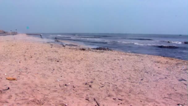 Wide Shot Polluted Beach Africa — Stock Video