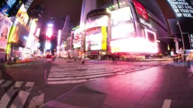 NEW YORK, USA, CIRCA MARCH 2015: Time lapse of Times Square at night with traffic and pedestrians. Shot in New York City.