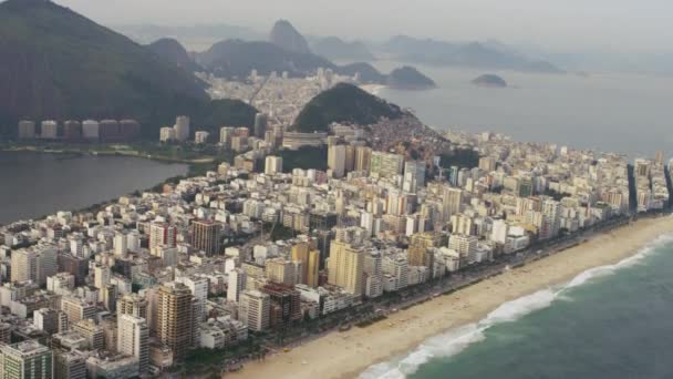 Légi Felvétel Vízpart Part Rio City Felhőkarcoló Lagúna Szerepelnek Valamint — Stock videók