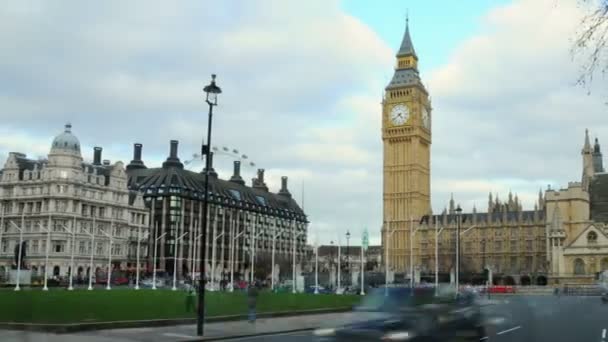 London October 2011 Wide Timelapse Pan Clock Tower Street London — Stock Video