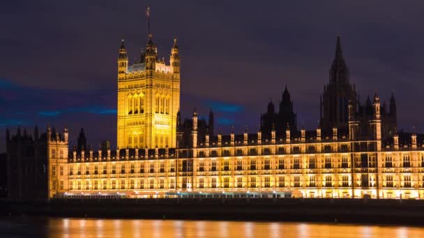 Time Lapse Geschoten Avond Van Victoria Tower Het Westminster Palace — Stockvideo