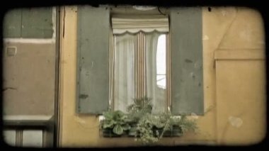İtalya 'da bir pencerenin dışındaki çiçek kutusunda birkaç bitkiyi vurmuşlar. Klasik biçimlendirilmiş video klibi.