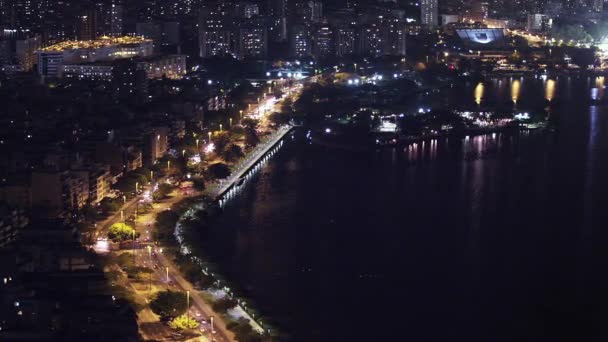 Panning Shot Cityscape Night Rio Janeiro Brasil — Vídeo de Stock