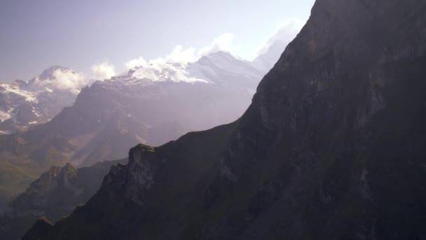 Panoráma Nagy Kiterjedésű Svájci Alpesi Hegység Lövés Kamera Mozog Balról — Stock videók