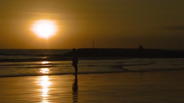 Široký Záběr Časosběrné Západ Slunce Pláži Bali — Stock video