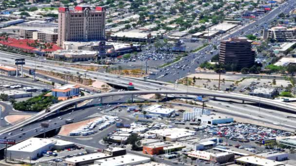 Stratosphere Otel Köprülerine Ticari Binalar Las Vegas Onramps Altında Çok — Stok video