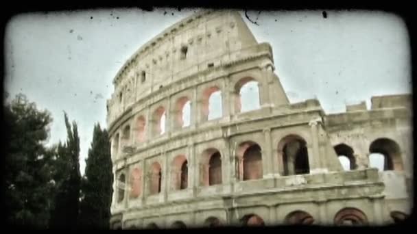 Avonds Tijd Shot Van Het Colosseum Rome Vintage Gestileerde Videoclip — Stockvideo