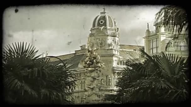 Shot Vienna Building Trees Vintage Stylized Video Clip — Stock Video