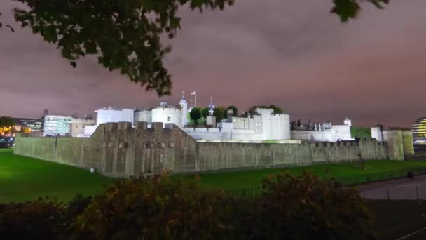 Časová Prodleva Vzdálená Střela Večer Londýnském Toweru Londýně Anglie — Stock video