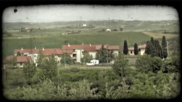 Una Panoramica Sinistra Paesaggio Italiano Clip Video Stilizzato Vintage — Video Stock