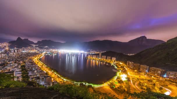 Upływ Czasu Szczytu Góry Widokiem Zatokę Rio Janeiro Brazylia — Wideo stockowe