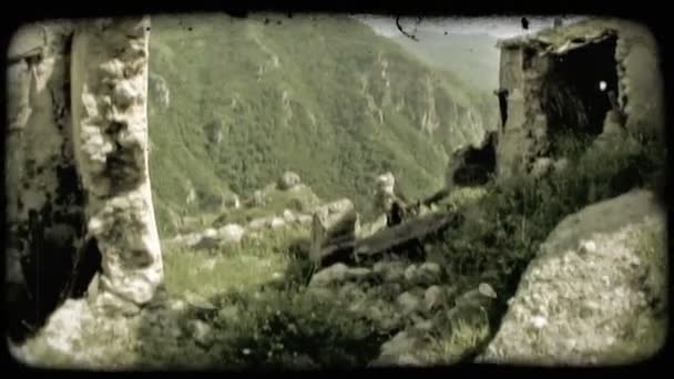 Pan Just Vidvinkel Objektiv Bild Några Ruiner Italien Vintage Stiliserade — Stockvideo