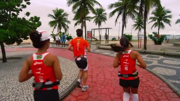 Rio Janeiro Brasil Junio 2013 Lenta Toma Muñecas Corredores Corriendo — Vídeos de Stock