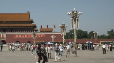 Beijing, Çin - Ekim 2012: Geniş kaydırma fotoğrafını Çin'deki Tiananmen Meydanı.