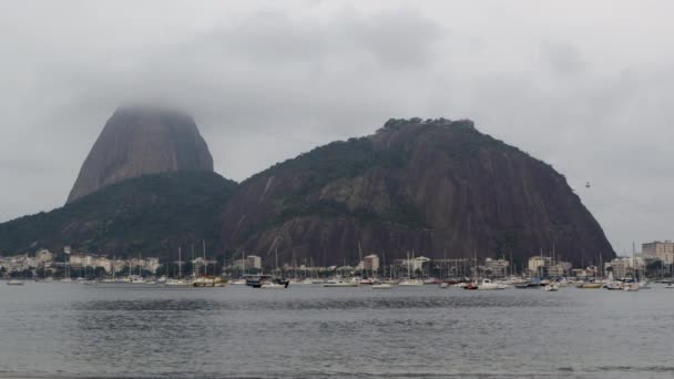 Sockertoppen Och Guanabara Viken Rio Janeiro — Stockvideo