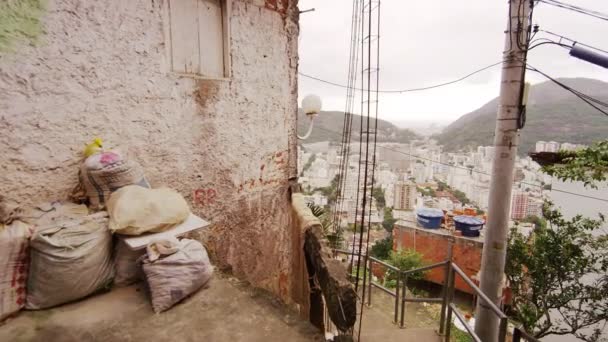 Медленно Движущаяся Тележка Снимок Фавелы Рио Жанейро Бразилия Сделанный Высокоскоростной — стоковое видео