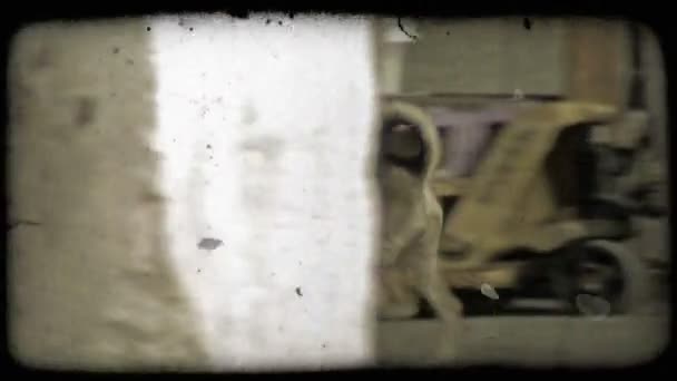 Pies Wącha Wokół Rogu Ulicy Włoski Starodawny Stylizowane Klip Wideo — Wideo stockowe