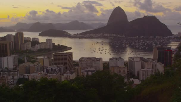 Kamerafahrt Von Botafogo Bay Zuckerhut Rio Janeiro Und Atlantik Schuss — Stockvideo