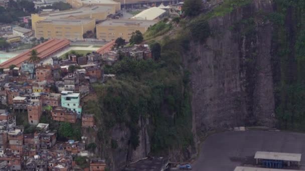 Luftaufnahme Der Favela Gemeinde Rio Janeiro Brasilien Aufgenommen Aus Einem — Stockvideo