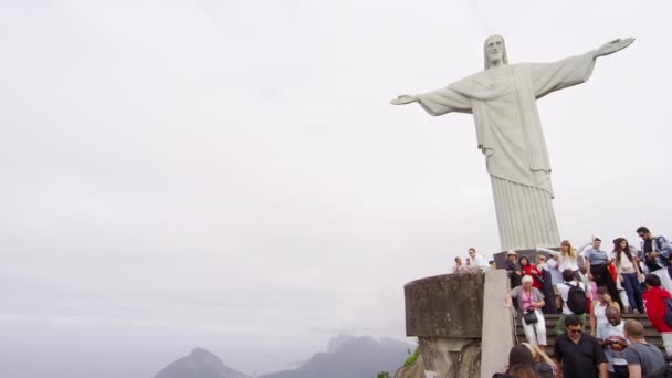 Rio Janeiro Juni 2013 Kristusstatyn Överst Corcovado Berget — Stockvideo