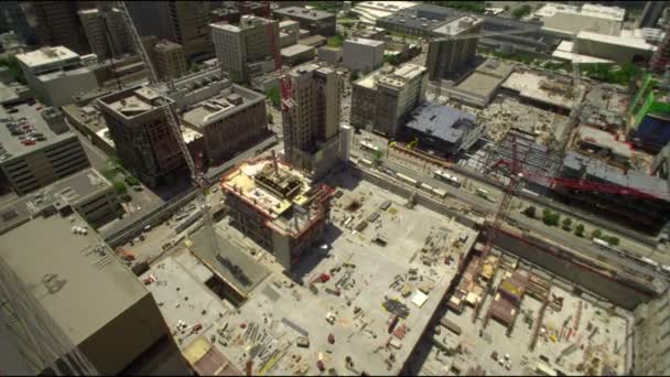 Hög Vinkel Pan Byggarbetsplatsen Från Skyskrapa Salt Lake City Utah — Stockvideo