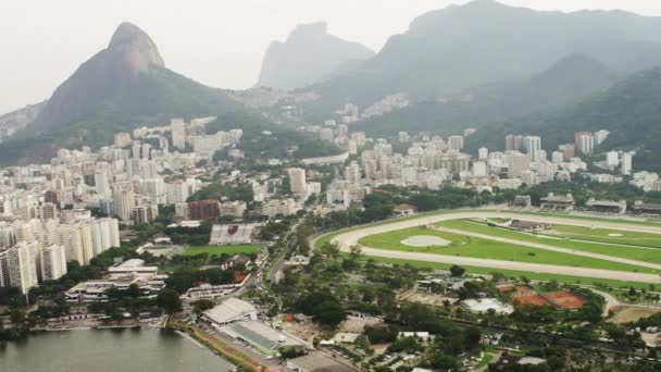 Luftvideo Cityscape Landskab Sportskompleks Rio Janeiro Skuddet Fanger Lagoa Surround – Stock-video