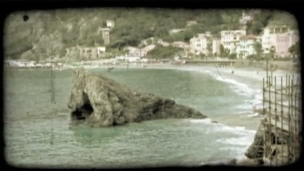 Uma Grande Foto Uma Cidade Praia Italiana Vintage Clipe Vídeo — Vídeo de Stock