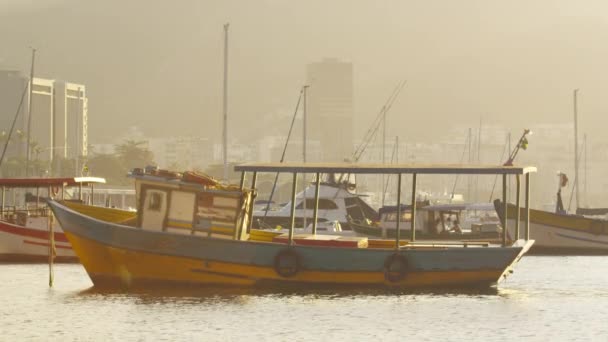 Ріо Жанейро Червня 2013 Статичний Постріл Жовтий Човен Маріна Глорія — стокове відео
