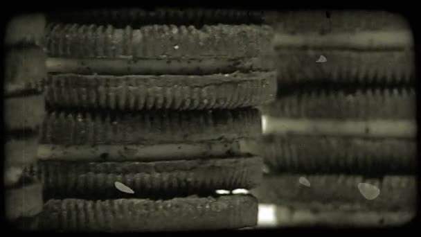 Yakın Çekim Yatay Kaydırma Oreo Sandviç Kurabiye Yığınları Vurdu Vintage — Stok video