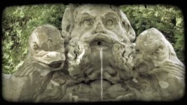 Roma'da bir çeşme bir kadeh. Vintage stilize video klip.