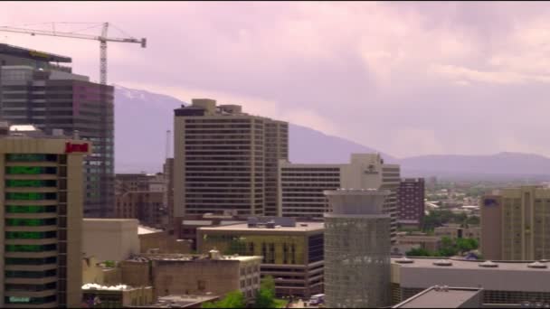 Pan Belvárosában Salt Lake City Utah Felhőkarcolói Mind Kész Építés — Stock videók