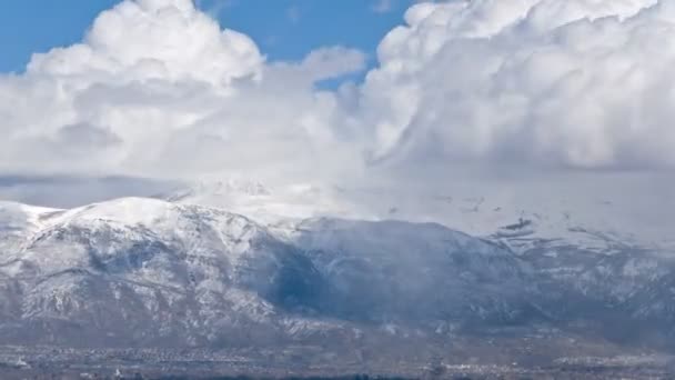 Panning Time Lapse Shot Snowstorm Mountains Utah — Stock Video