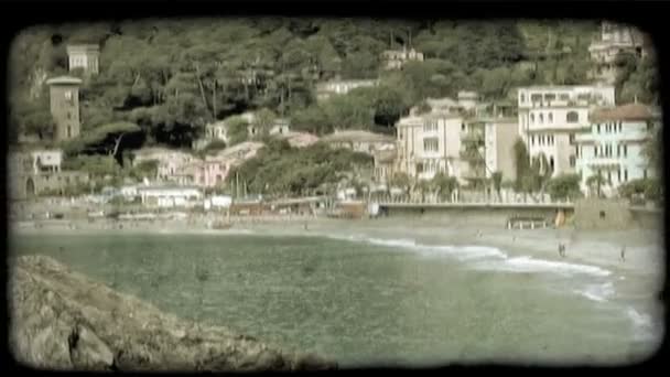 Uma Grande Foto Uma Cidade Praia Italiana Vintage Clipe Vídeo — Vídeo de Stock