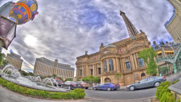 Vídeo Acelerado Uma Fonte Seção Parisiense Las Vegas Nevada Dia — Vídeo de Stock