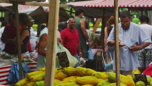 リオデジャネイロ ブラジル 2013年6月23日 ブラジル リオデジャネイロの市場で人々のスローモーションショット — ストック動画
