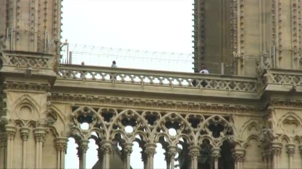 Vergrößerungsaufnahme Der Kathedrale Notre Dame Paris Frankreich — Stockvideo